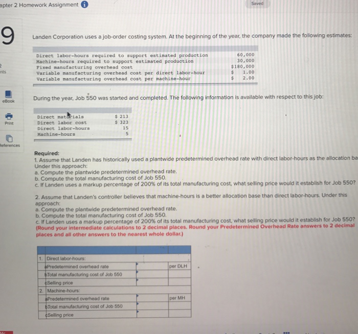 Landen corporation uses a job-order