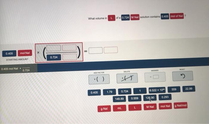 What volume in l of a 0.724 m nal