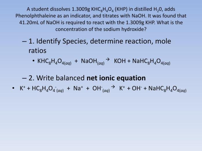 Khp + naoh net ionic equation