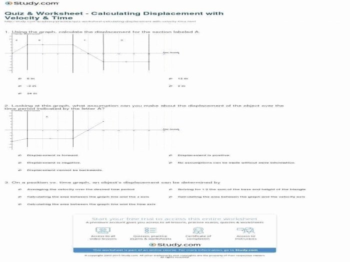 Displacement and distance worksheets with answers